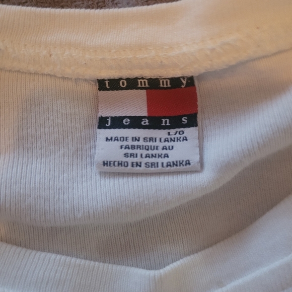 Tommy Jeans White Long Raglan Sleeve Top L - Picture 6 of 6